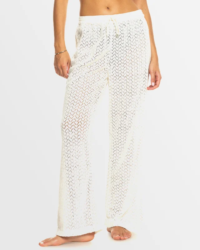 Womens Mood Moving Crochet Beachy Pant Chic Checkered Pants