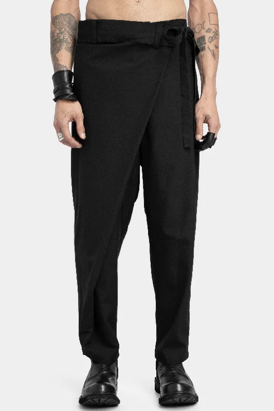 Asymmetrical skirt overlay wool blend pants Casual Skinny Fit Pants
