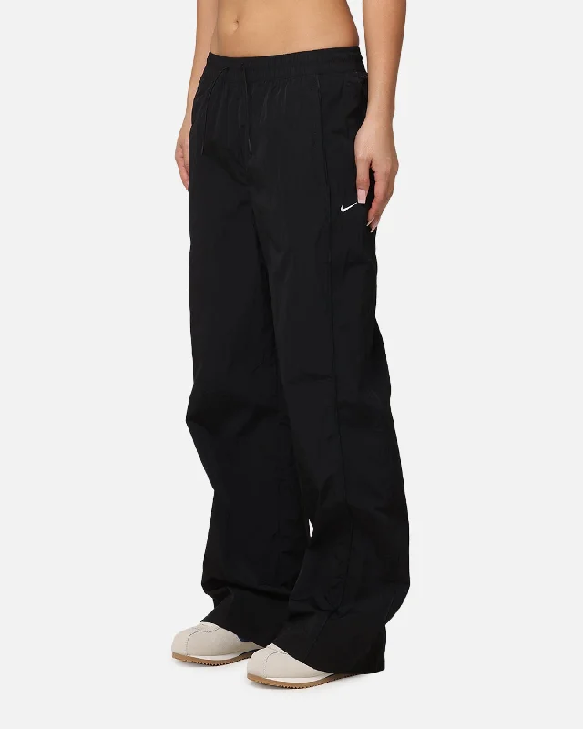 Nike Women's Sportswear High-Waisted Woven Open-Hem Pants Black/White Relaxed Fit Trousers