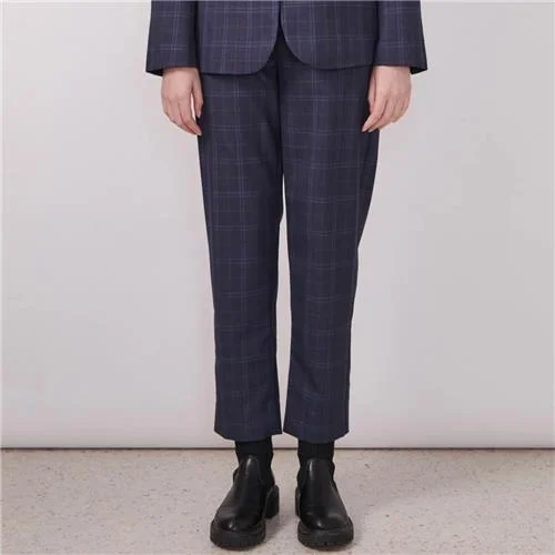 POL Dressage Pant - Navy Check Elegant Silk Pants