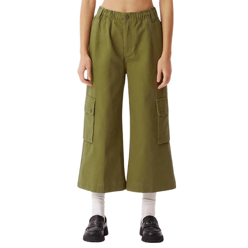 Hazel Cropped Wide Pant - Avocado Comfortable Cargo Pants