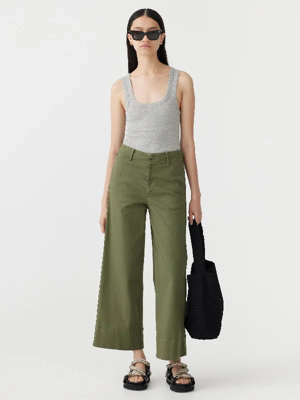 cotton twill wide leg pant Comfortable Denim Trousers
