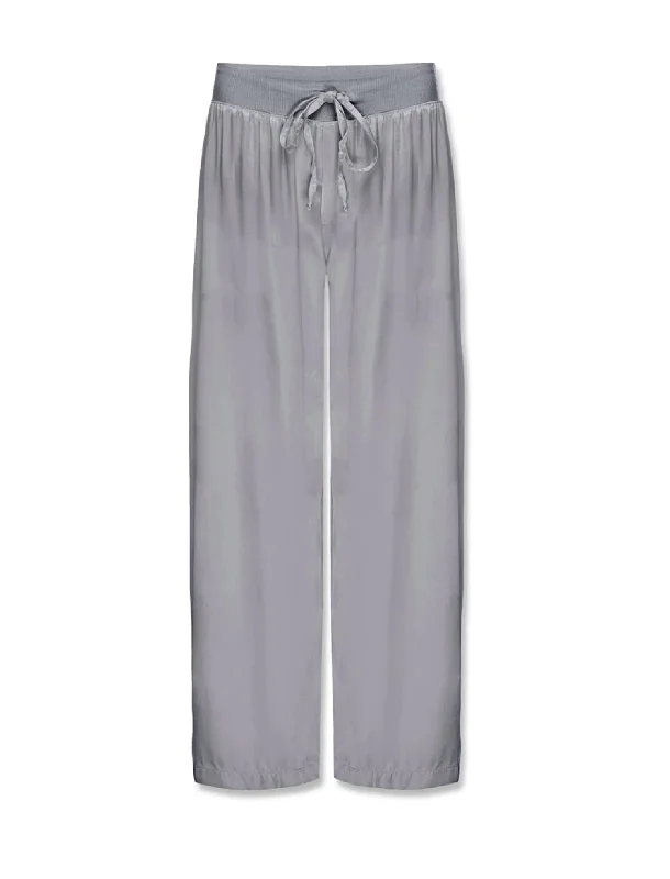 Jolie Satin Capri Pants In Silver Fashionable Button-Up Pants