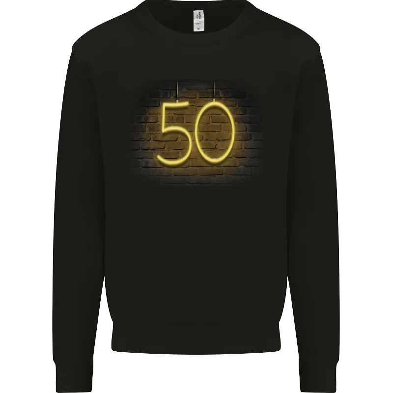 50th Birthday Neon Lights 50 Year Old Mens Sweatshirt Jumper Hoodie with Raglan Sleeves Sporty Comfortable 50th Birthday Neon Lights 50 Year Old Mens Sweatshirt Jumper Hoodie with Raglan Sleeves Sporty Comfortable