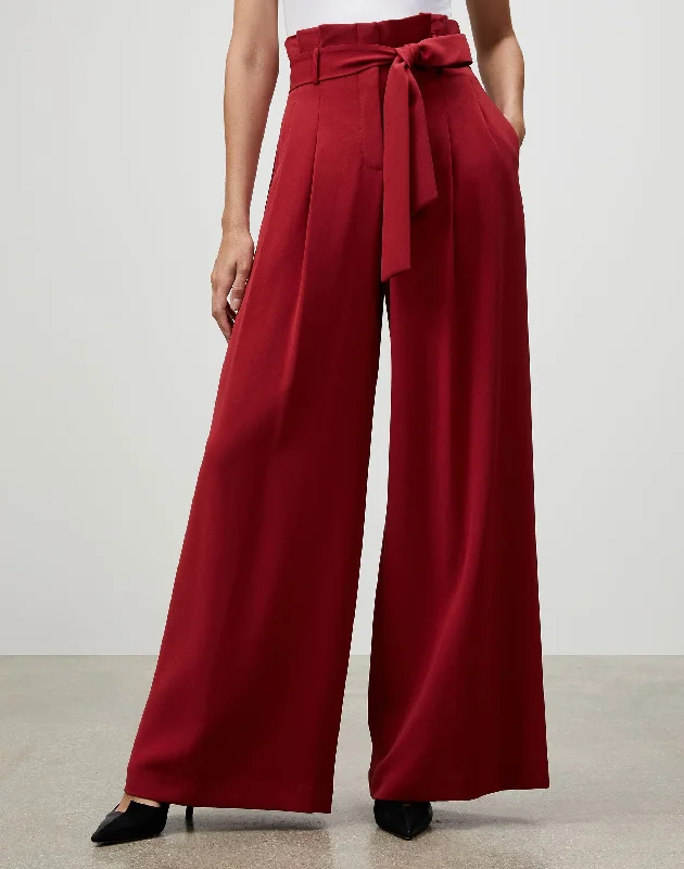 Finesse Crepe Tillary Wide-Leg Pant Chic Wool Trousers
