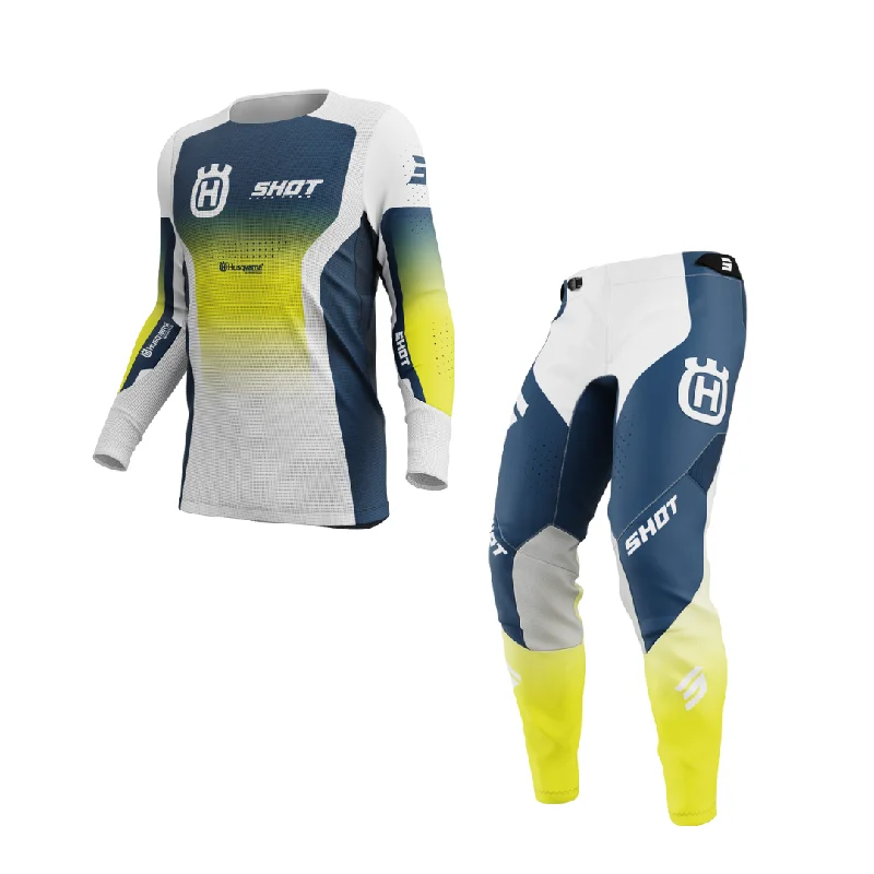 Shot - 2025 Aerolite Husqvarna LE Blue/White Pants - Combo Chic Faux Leather Pants