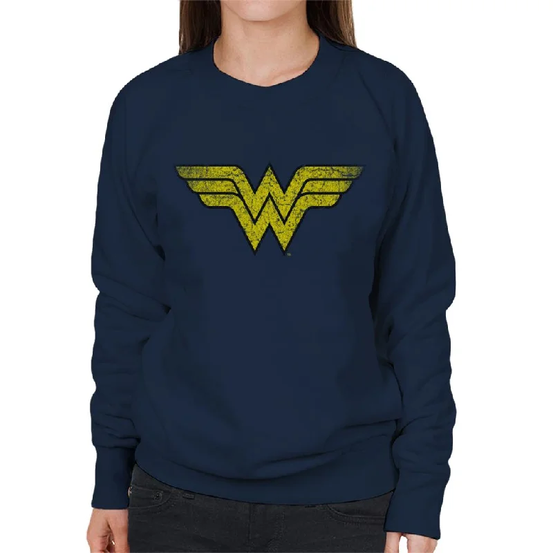 Wonder Woman Faded Yellow Logo Women's Sweatshirt Hoodie with Contrast Stitching Detailed Premium Wonder Woman Faded Yellow Logo Women's Sweatshirt Hoodie with Contrast Stitching Detailed Premium