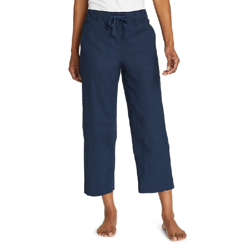 Women's Wave Break Wide Leg Crop Pants Relaxed Lounge Trousers