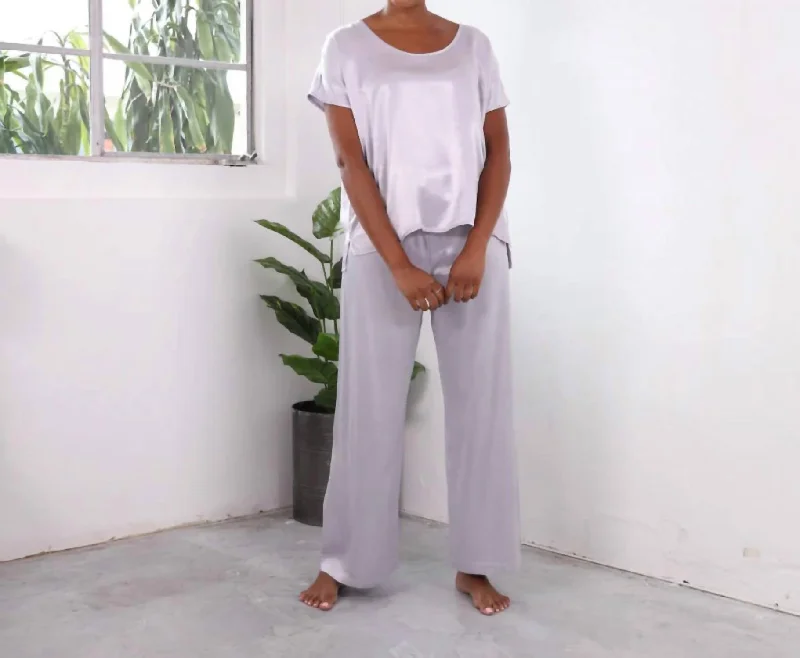 Jolie Satin Pants In Lavender Chic Wool Trousers