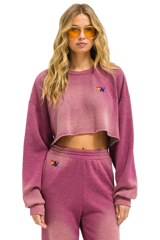 ESSENTIAL CROPPED CREW SWEATSHIRT RELAXED - FADED BERRY Hoodie with Elastic Waist Stretchable Comfortable ESSENTIAL CROPPED CREW SWEATSHIRT RELAXED - FADED BERRY Hoodie with Elastic Waist Stretchable Comfortable