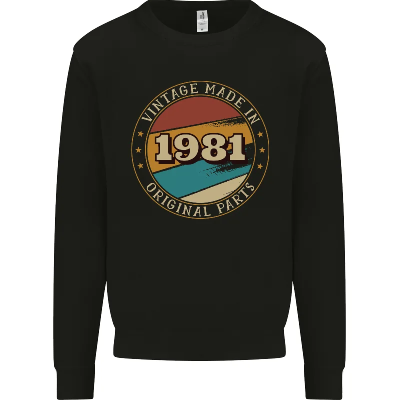 43rd Birthday Vintage Made In 1981 Mens Sweatshirt Jumper Hoodie with Hem Lace Feminine Delicate 43rd Birthday Vintage Made In 1981 Mens Sweatshirt Jumper Hoodie with Hem Lace Feminine Delicate