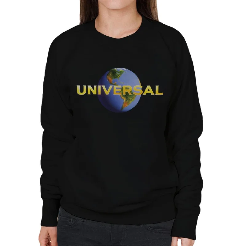 Universal Pictures Classic Modern Logo Women's Sweatshirt Hoodie with Rolled Sleeves Casual Relaxed Universal Pictures Classic Modern Logo Women's Sweatshirt Hoodie with Rolled Sleeves Casual Relaxed