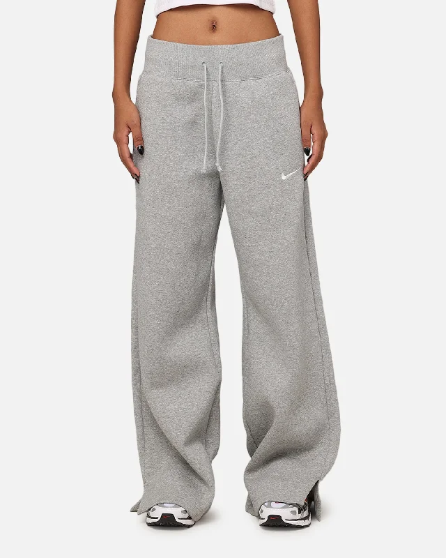 Nike Women's Sportswear Pheonix Fleece High Waisted Wide Leg Sweat Pants Dark Grey Heather Trendy Printed Leggings