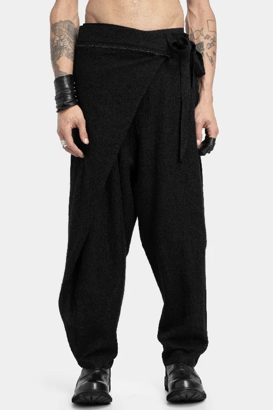 Asymmetrical skirt overlay worsted wool pants Chic Checkered Pants