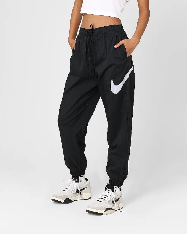 Nike Women's Sportswear Essential Mid-Rise Pants Black/White Trendy Velvet Pants