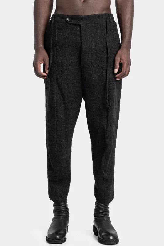 Pleated Curved Legs Cropped Pants High-Waist Jeans