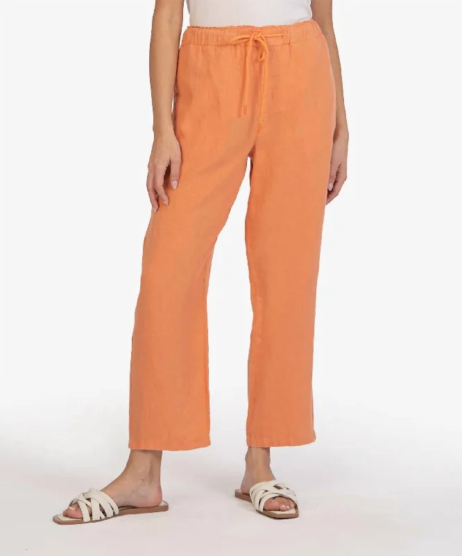Drawstring Pant In Terracotta Classic Pleated Pants