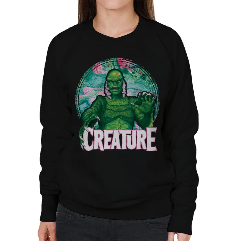 Creature From The Black Lagoon Mix Circle Women's Sweatshirt Hoodie with Oversized Fit Loose Comfortable Creature From The Black Lagoon Mix Circle Women's Sweatshirt Hoodie with Oversized Fit Loose Comfortable