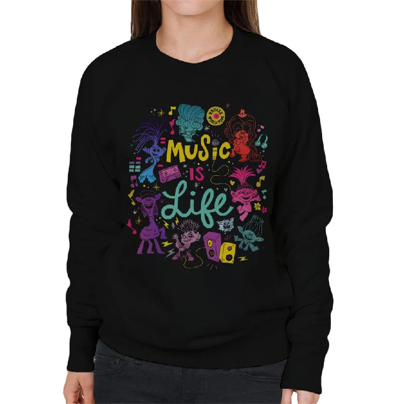 Trolls World Tour Music Is Life Montage Women's Sweatshirt Hoodie with Zipper Versatile Modern Trolls World Tour Music Is Life Montage Women's Sweatshirt Hoodie with Zipper Versatile Modern
