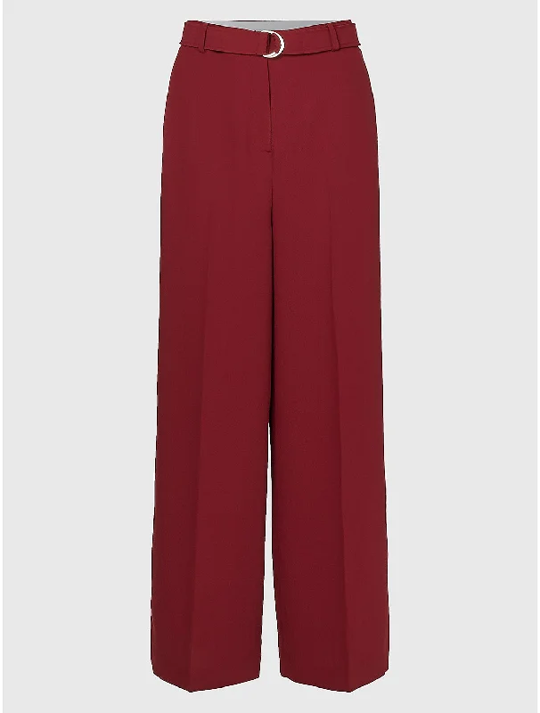 Tommy Hilfiger Women's TH Monogram Belted Wide-Leg Pant Classic Cropped Pants