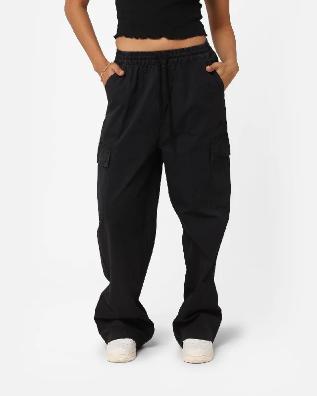 Stussy Women's Drew Cargo Beach Pants Black Casual Drawstring Pants