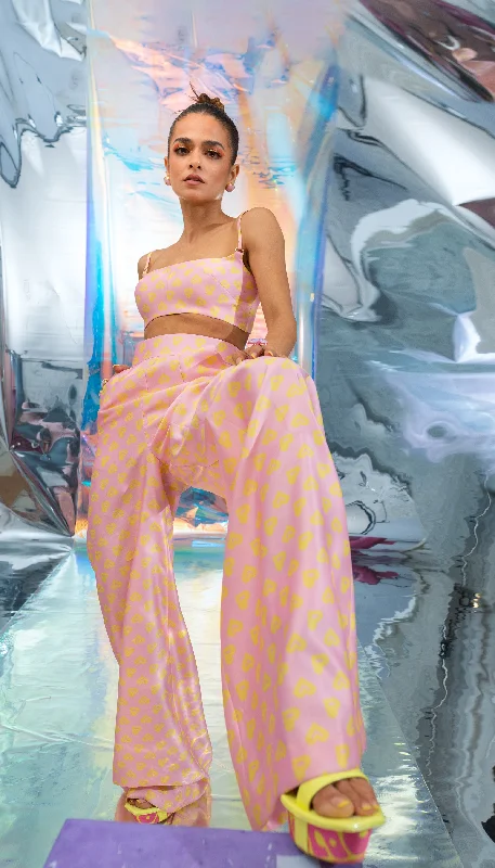 Pink bralette and flared pant set in Pac Street Girl Casual Skinny Fit Pants