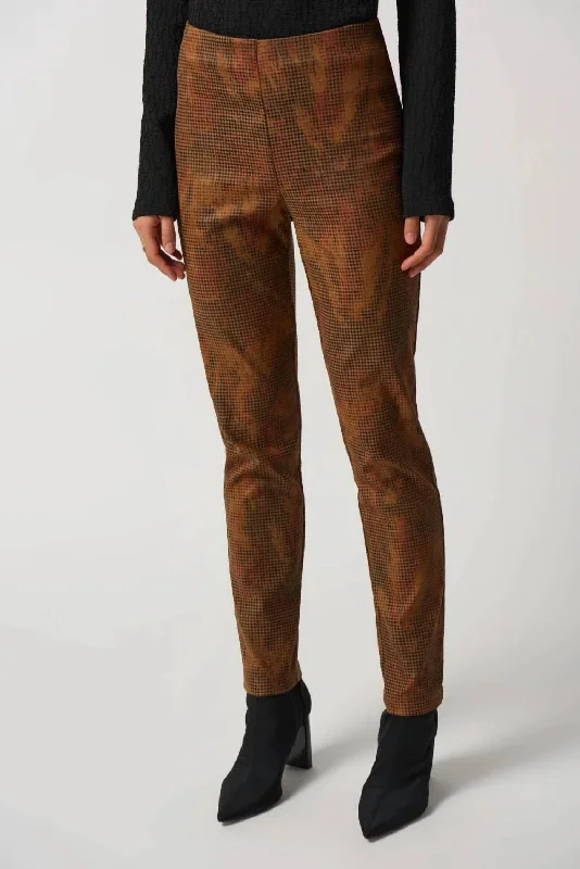 Slim-Fit Houndstooth Pants In Brown/multi Modern Stretch Trousers