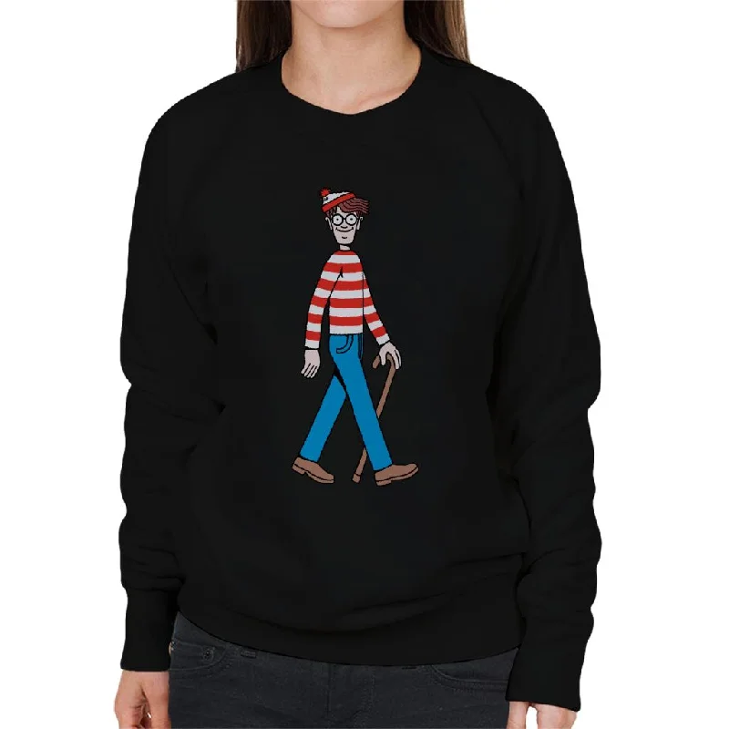 Where's Wally Walking Women's Sweatshirt Hoodie with Tied Waist Feminine Flattering