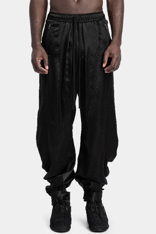Drop crotch drawstring pants Comfortable Denim Trousers