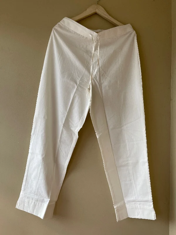 Solid off-white straight Pant Lightweight Linen Pants