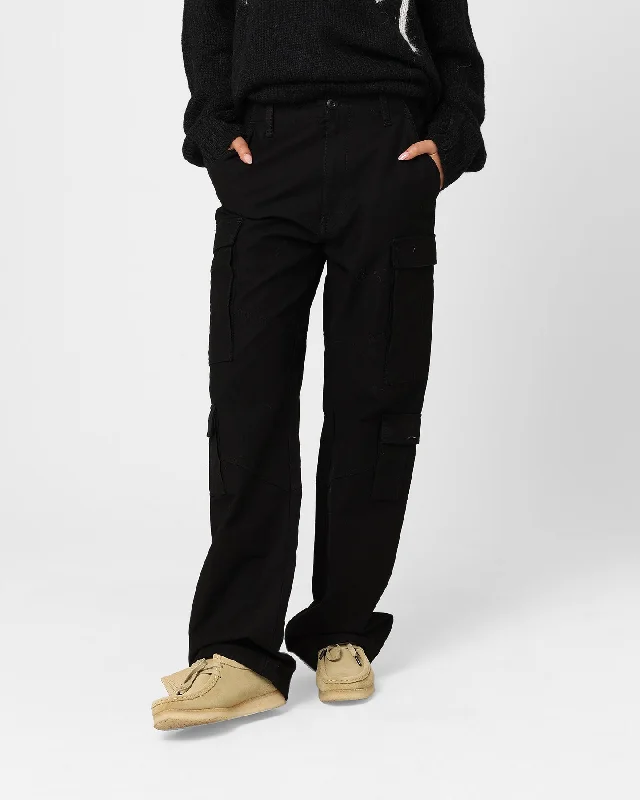 Stussy Women's Surplus Cargo Pants Black Trendy High-Waist Trousers