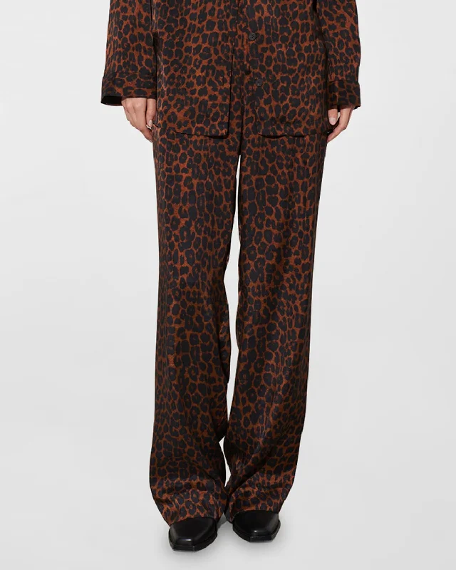 Marella Leo-Print Relaxed Straight-Leg Pants Elegant High-Waist Pants