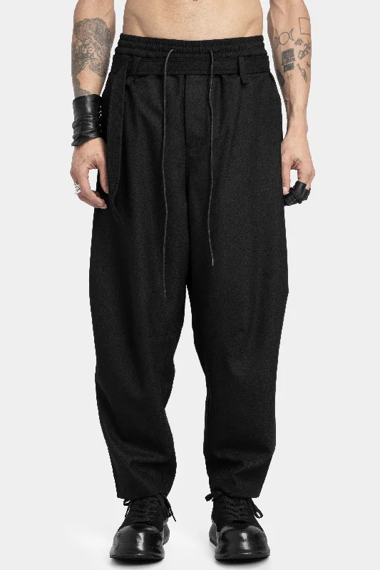 Pleated wide tapered wool pants Stylish Slim Trousers