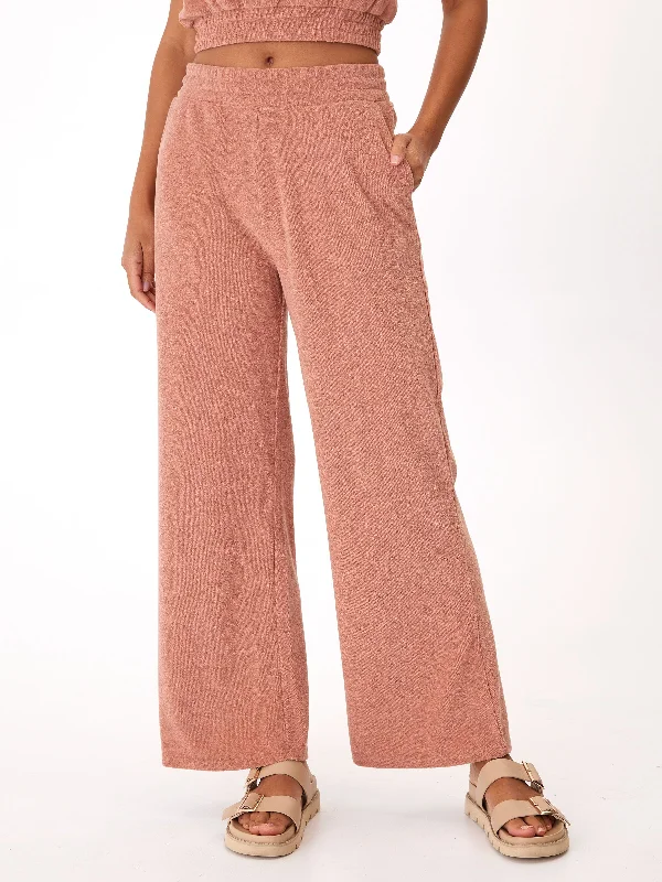 Sharie Towel Terry Wide Leg Pant Trendy Wide-Leg Pants