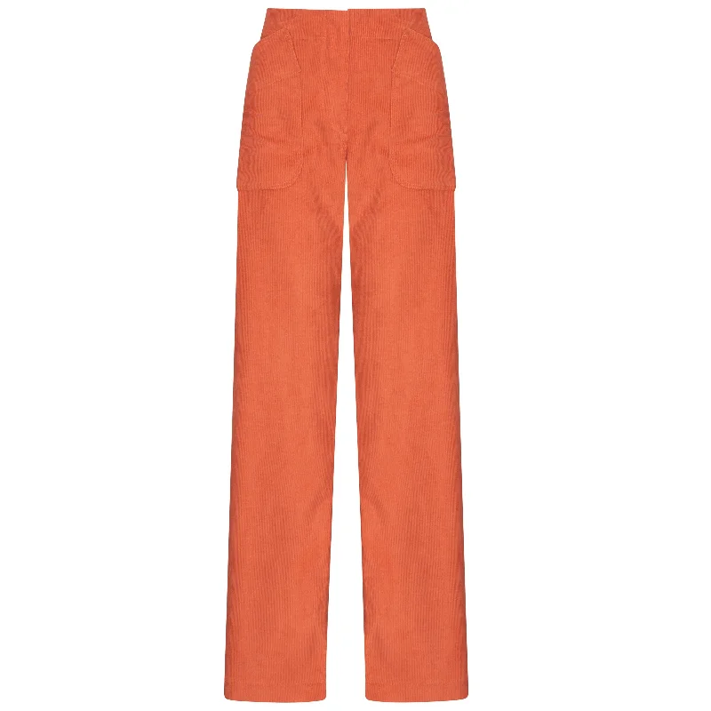 Melrose Cord Pant Rust Pumpkin Classic Stretch Pants