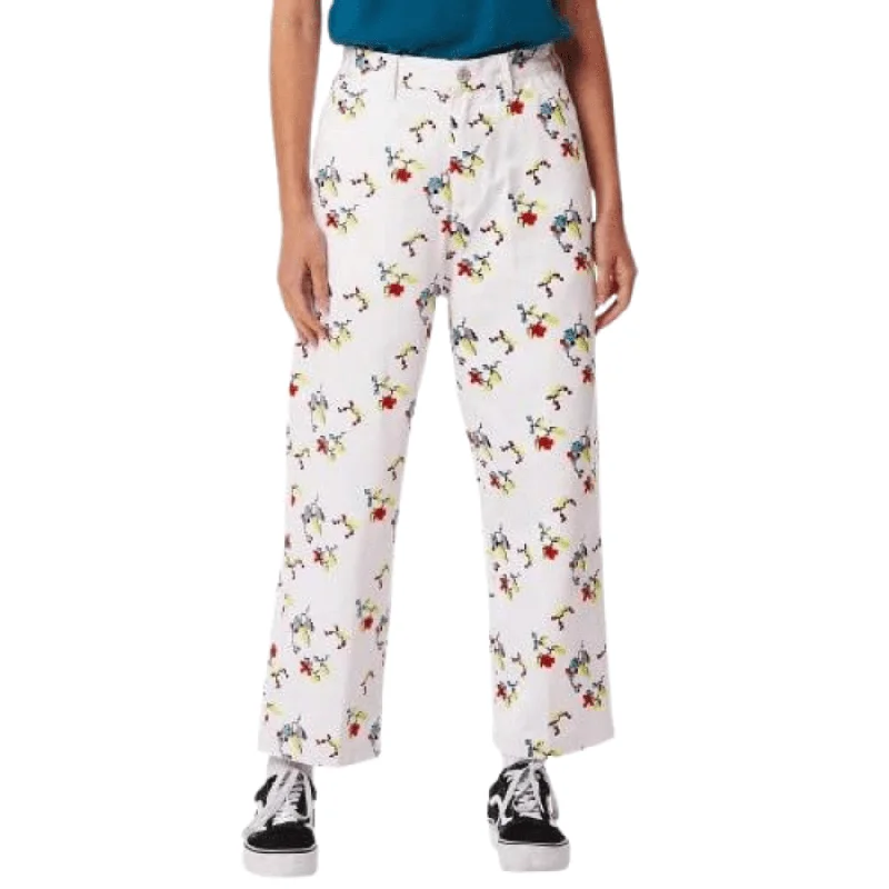 Floral Carpenter Pant - White Multi Soft Cotton Pants