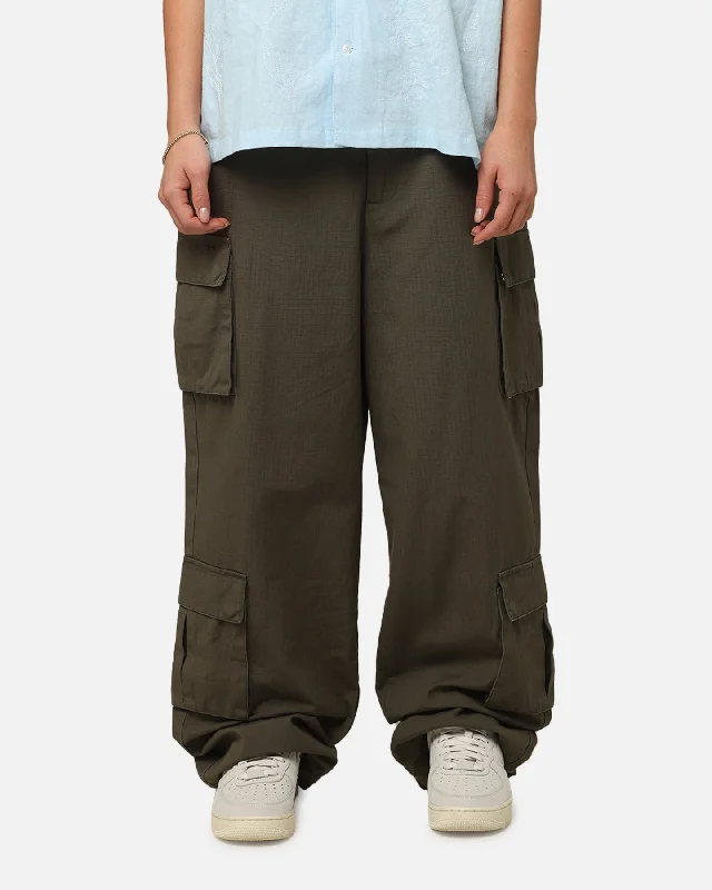 Carre Tactical Baggy Cargo Pants Khaki Trendy Wide-Leg Pants