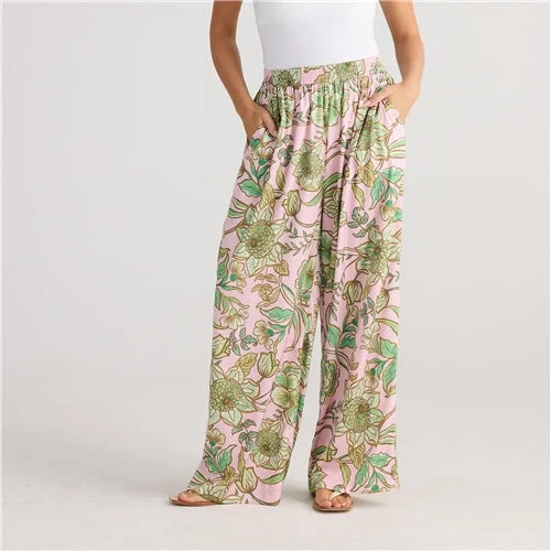 Holiday Playa Pants - Columbian Floral Elegant Wool Trousers