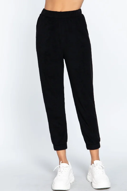 Terry Towelling Long Jogger Pants Trendy Wide-Leg Pants