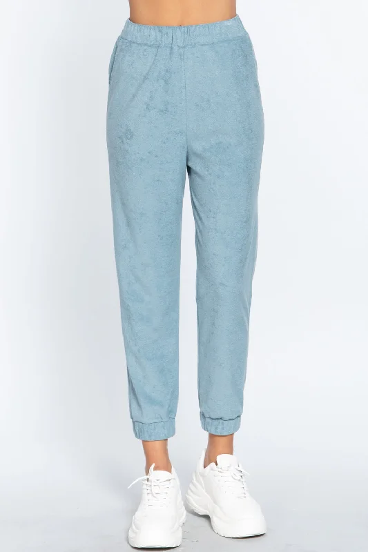 Terry Towelling Long Jogger Pants Comfortable Denim Pants