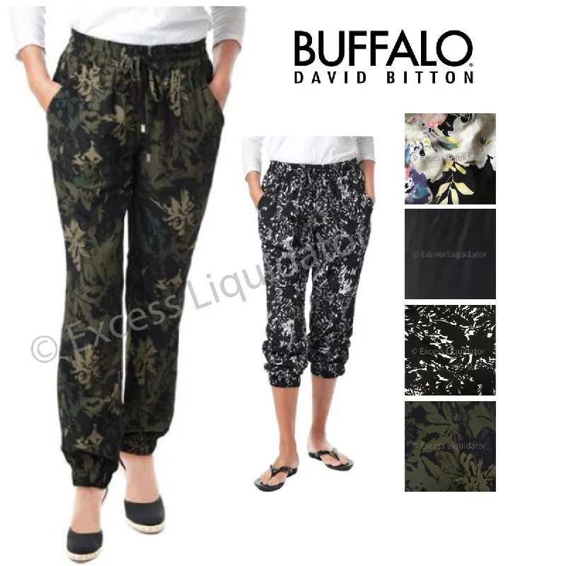 BUFFALO DAVID BITTON WOMEN'S SUPER FLATTERING TARA SOFT PANT Trendy Wide-Legged Trousers