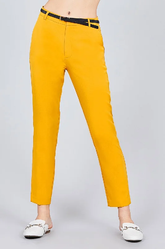 Classic Woven Pants W/belt High-Waist Jeans