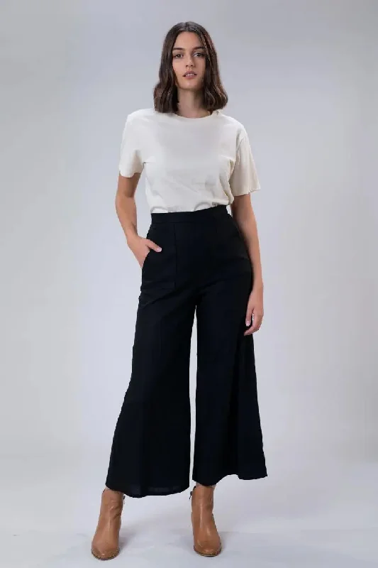 Jemima Pant In Black Linen by Wilga Clothing Fashionable Track Pants