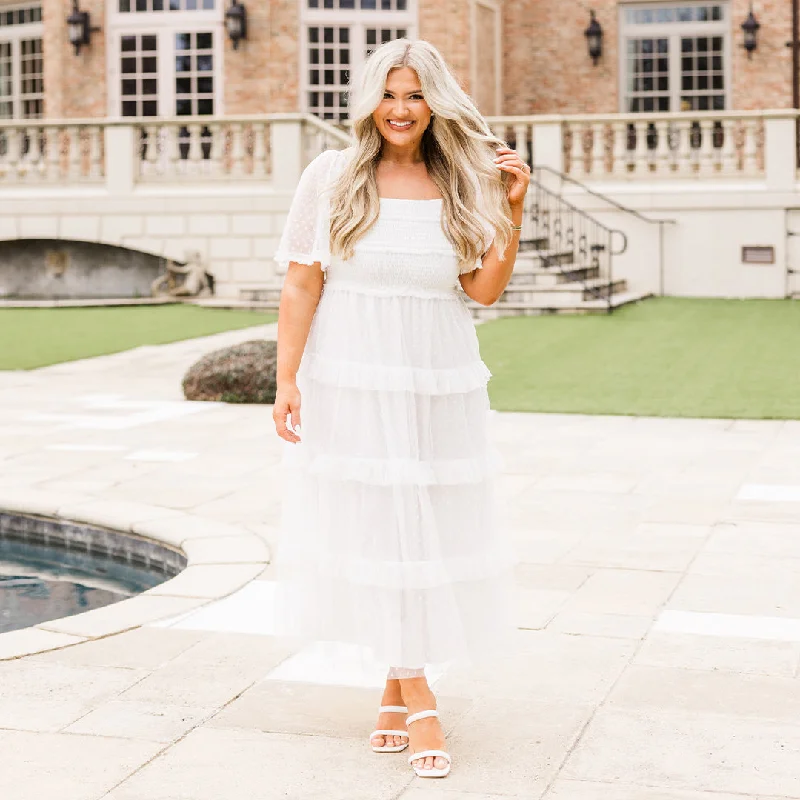 Ruffle Some Feathers Dress, Off White