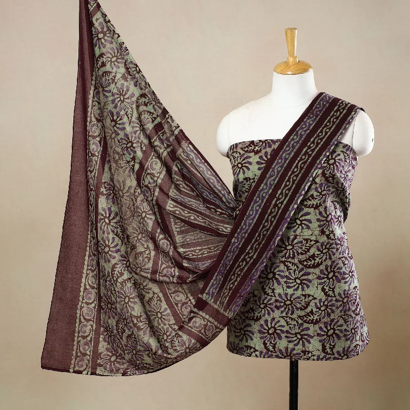 Multicolor - 3pc Cotton Kutch Batik Print Dress Material 142