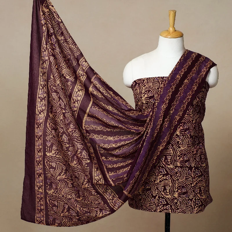 maroon - 3pc Cotton Kutch Batik Print Dress Material 29