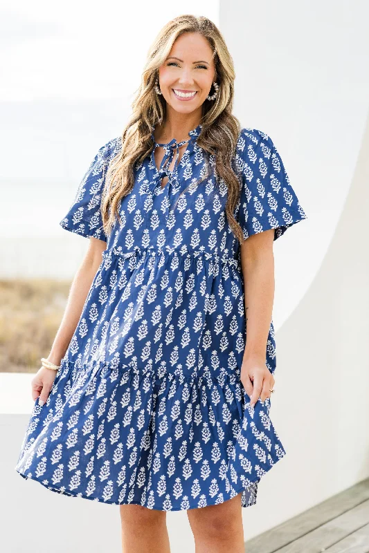 Distant Moon Dress, Navy