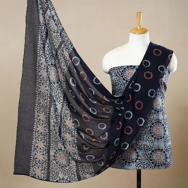 Gray - 3pc Cotton Kutch Batik Print Dress Material 71