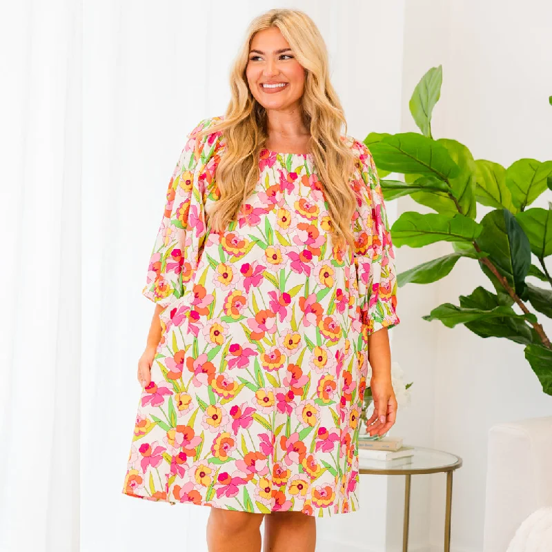 Photo Worthy Dress, White Multi