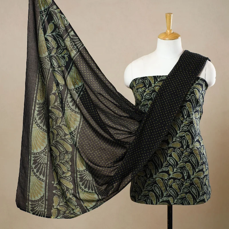 Green - 3pc Cotton Kutch Batik Print Dress Material 120